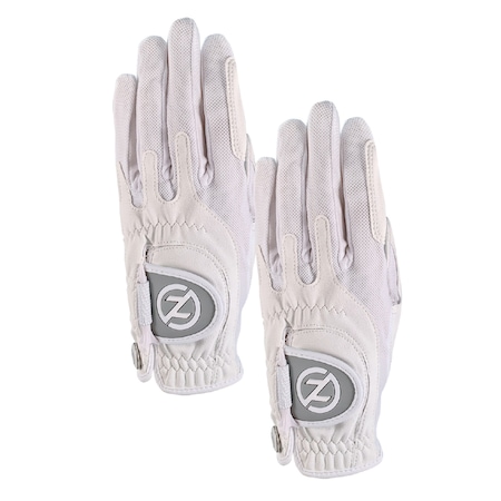 Zero Friction Ladies Synthetic Performance Golf Glove, White & White, PK2 GL10010